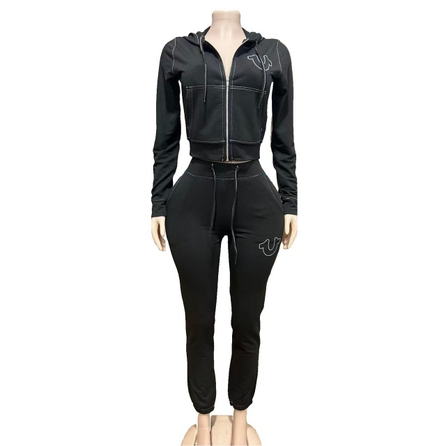 Vintage Style Hooded Zipper Up Hoodies Pant Set