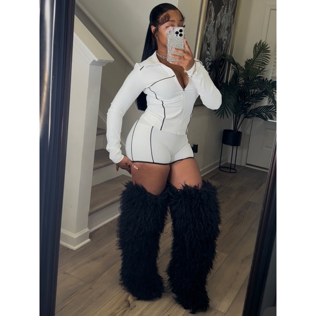 Activewear Long Sleeve Top Short Set 2 Pieces