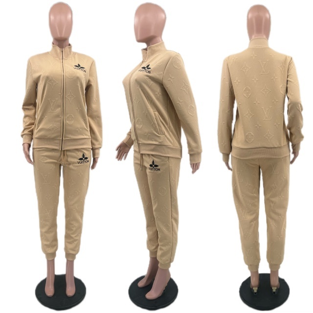 Fashion Embroidery Embossing Women Fall Tracksuit Set