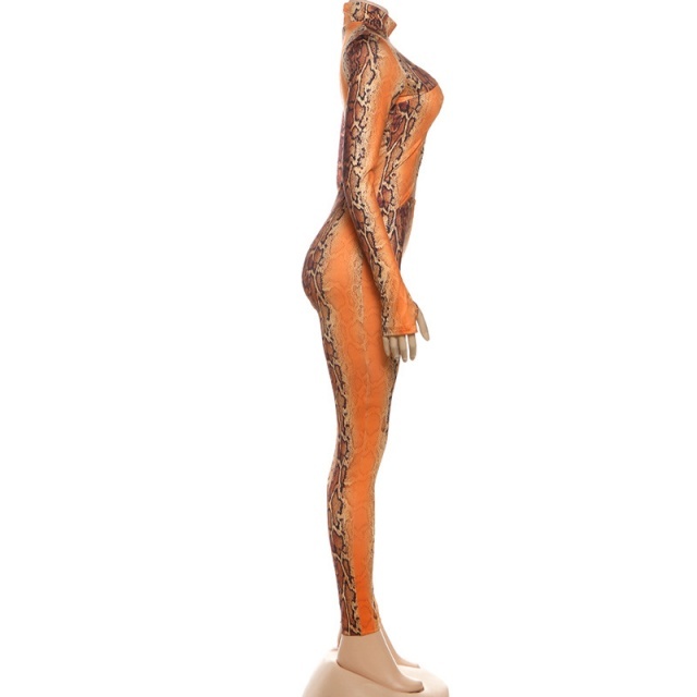 Hollow Out Style Printed Tight Jumpsuit