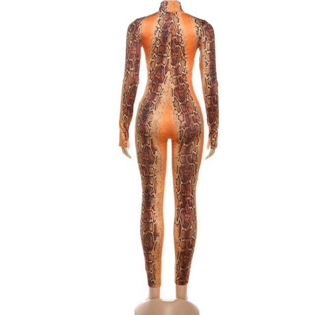 Hollow Out Style Printed Tight Jumpsuit
