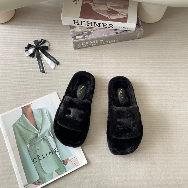 Winter Fashion Women Furry Slides
