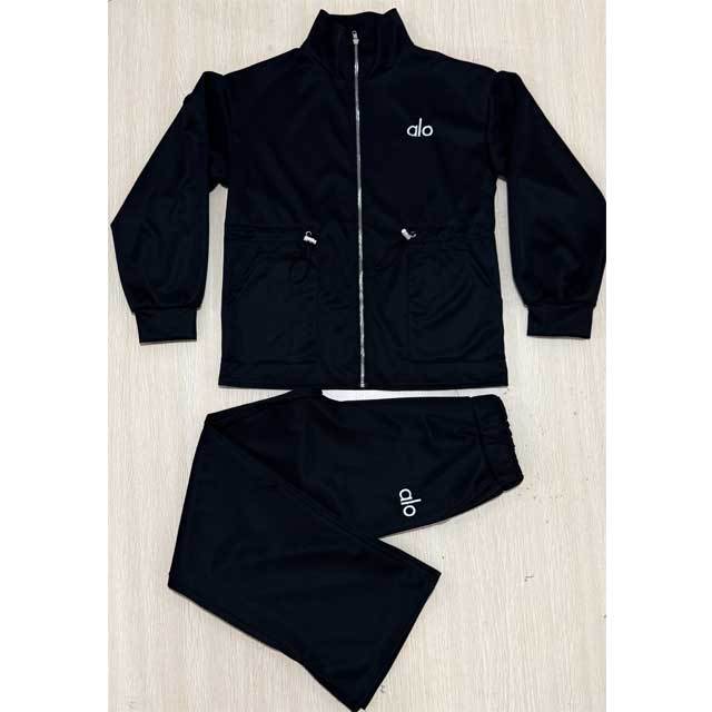Fashion Embroidery Drawstring Zipper Top Bell Pants Set