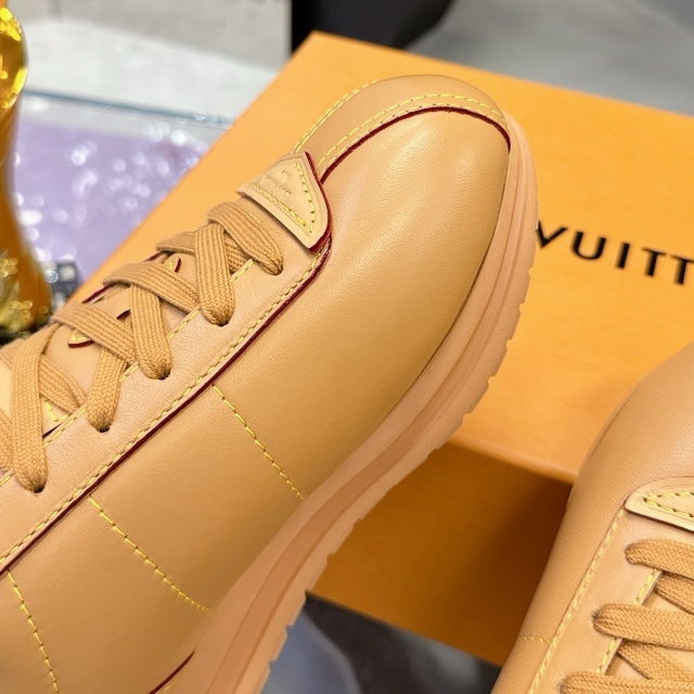 Fashion Thick-Soled Leather Lace-Up Casual Sneakers