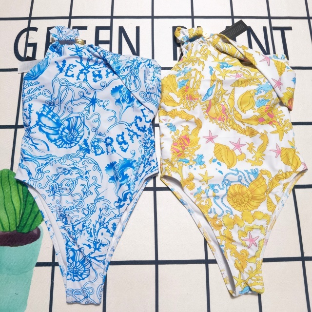 Fashion Printed Women Single Shoulder Swimsuit