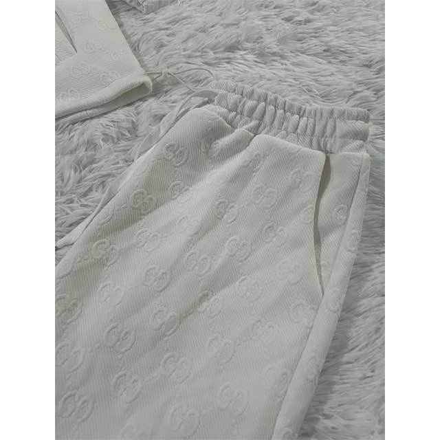 Fashion Embossing Hooded Top Casual Tracksuit Set