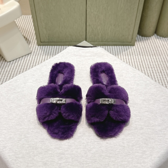 Winter Style Luxury Fashion Furry Slides