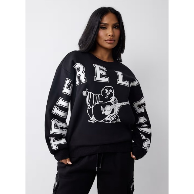 Casual O Neck Long Sleeve Printed Hoodies Top
