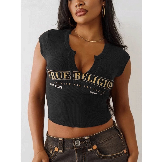 Letters Printed Slim Fit Crop Top