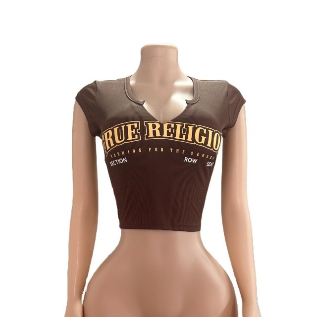 Letters Printed Slim Fit Crop Top