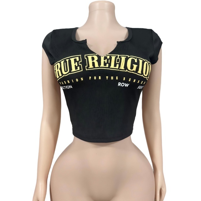 Letters Printed Slim Fit Crop Top