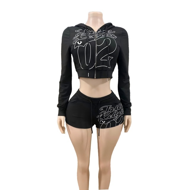 Printed Fashion Slim Fit Two Pieces Short Set