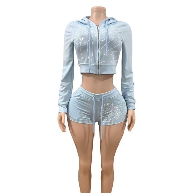 Printed Fashion Slim Fit Two Pieces Short Set