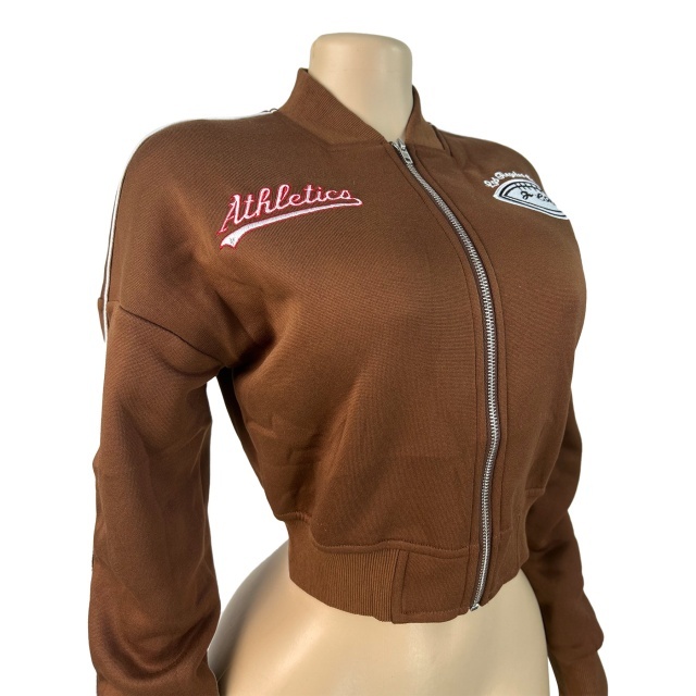 Casual Style Embroidery Zipper Up Baseball Jacket