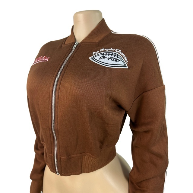 Casual Style Embroidery Zipper Up Baseball Jacket