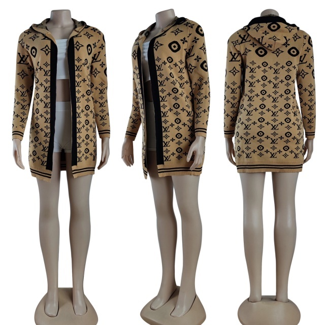 Fashion Letter Knit Cardigan Coat