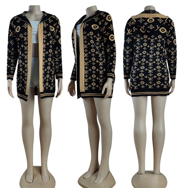 Fashion Letter Knit Cardigan Coat