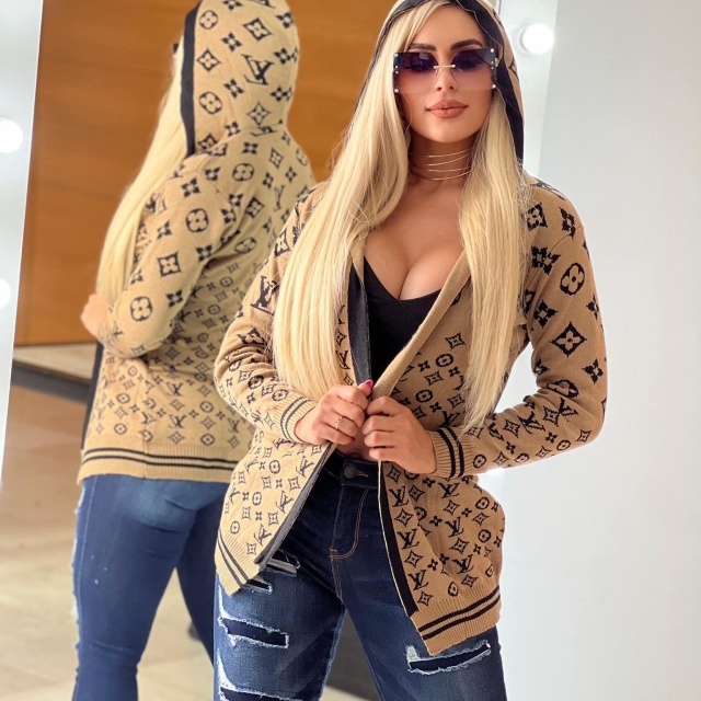 Fashion Letter Knit Cardigan Coat