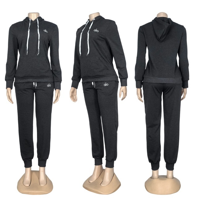 Fashion Embroidery Hooded Top Fall Tracksuit Set