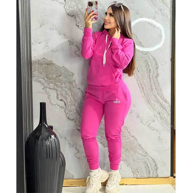 Fashion Embroidery Hooded Top Fall Tracksuit Set