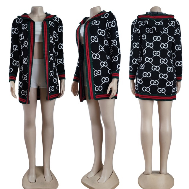 Fashion Letter Knit Cardigan Coat
