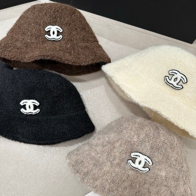 Fashion Logo Winter Furry Bucket Hats