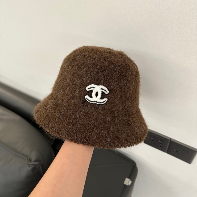 Fashion Logo Winter Furry Bucket Hats