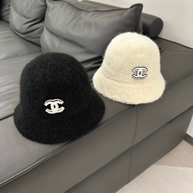 Fashion Logo Winter Furry Bucket Hats