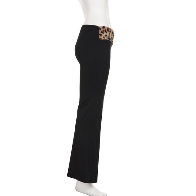 Leopard Print Fuzzy Off-shoulder Top Two Pieces Pant Set