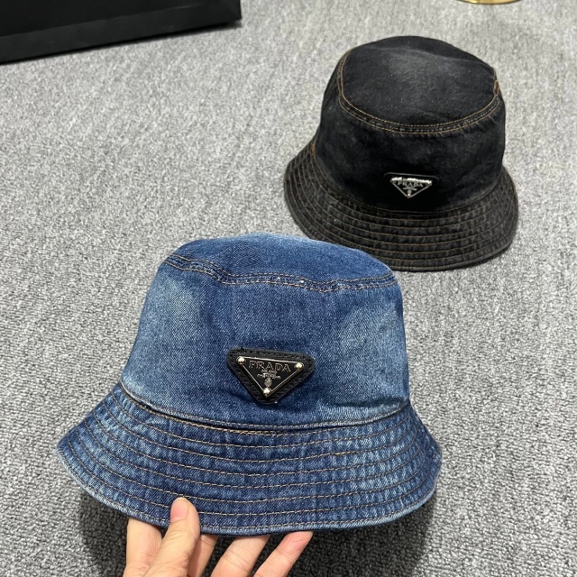 Fashion Metal Logo Denim Bucket Hats