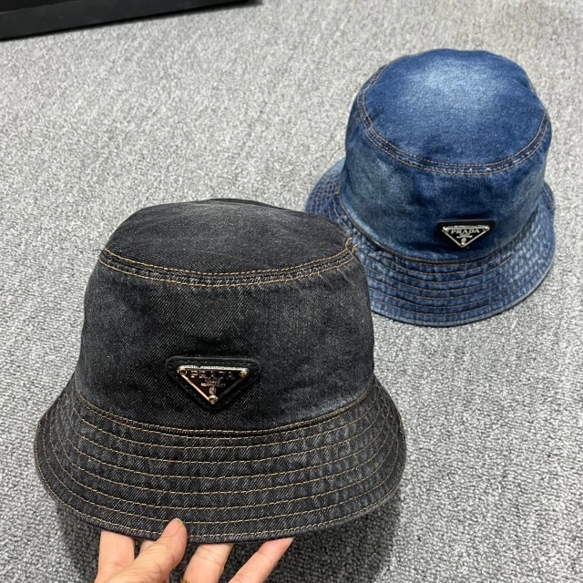 Fashion Metal Logo Denim Bucket Hats