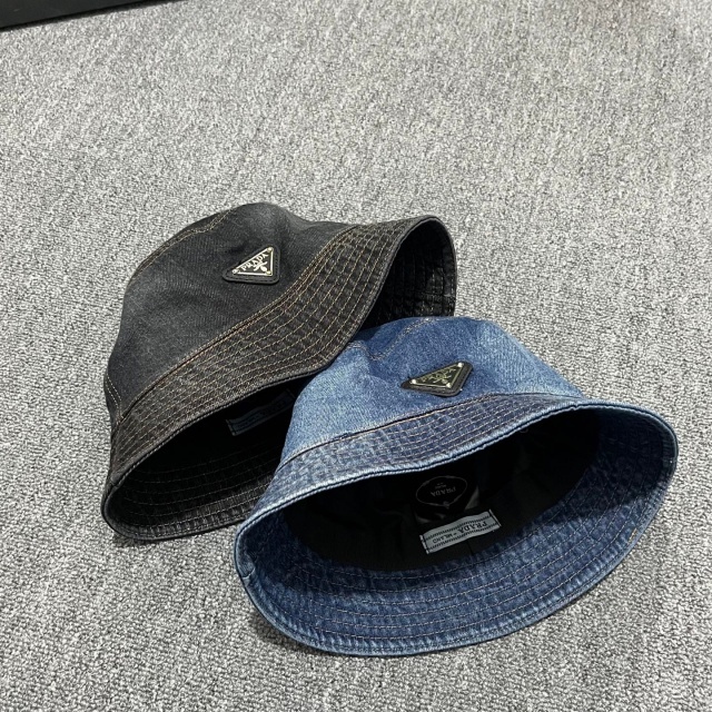 Fashion Metal Logo Denim Bucket Hats