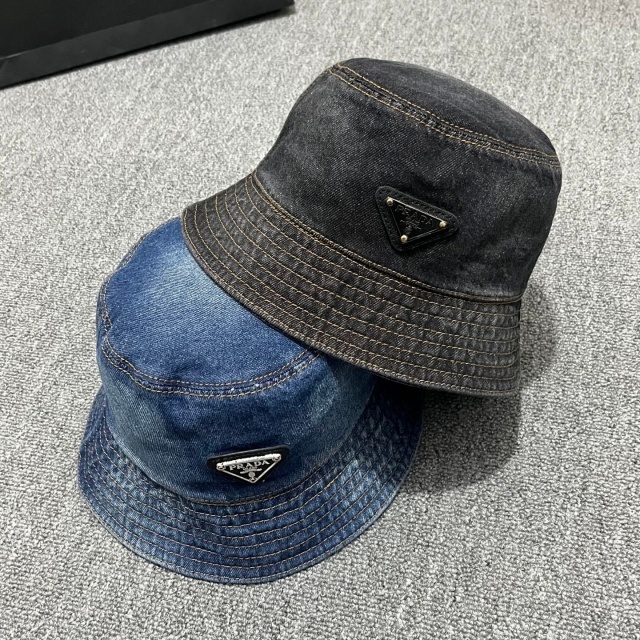Fashion Metal Logo Denim Bucket Hats