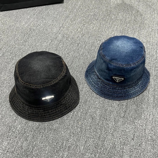 Fashion Metal Logo Denim Bucket Hats