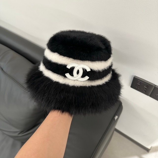 Winter Fashion Color Block Faux Fur Bucket Hats