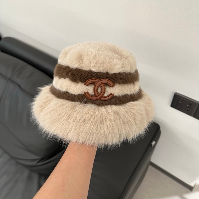 Winter Fashion Color Block Faux Fur Bucket Hats