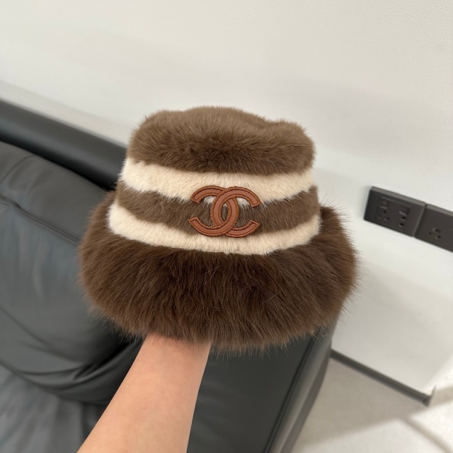 Winter Fashion Color Block Faux Fur Bucket Hats