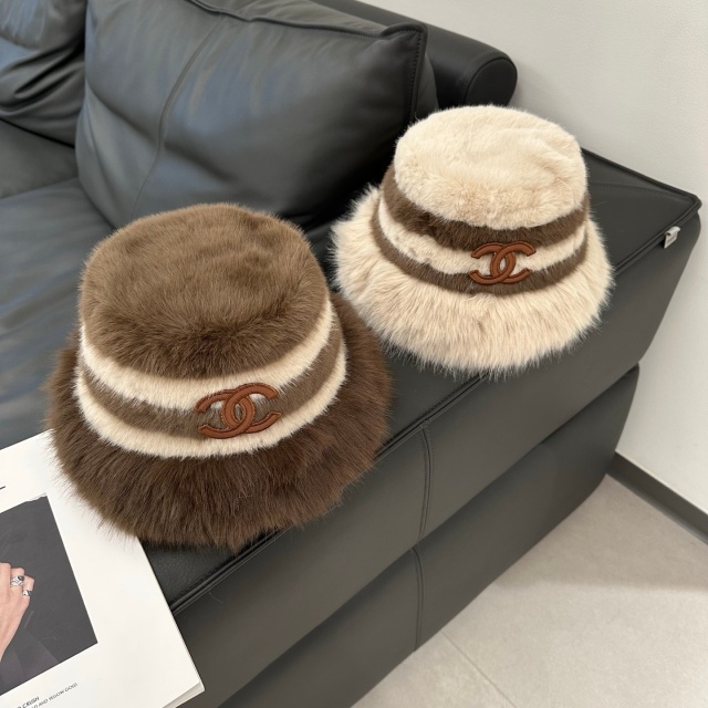 Winter Fashion Color Block Faux Fur Bucket Hats