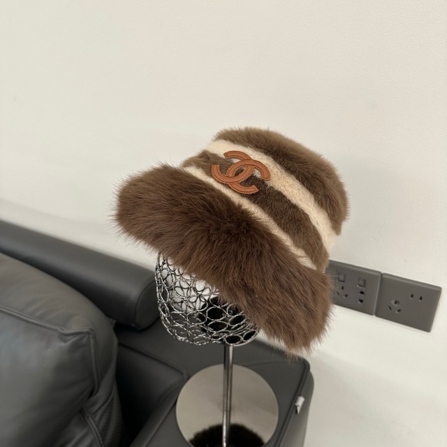 Winter Fashion Color Block Faux Fur Bucket Hats