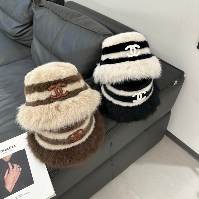 Winter Fashion Color Block Faux Fur Bucket Hats