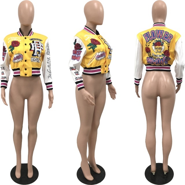 Chic Printed Winter Fashion Buttons Down Baseball Jacket