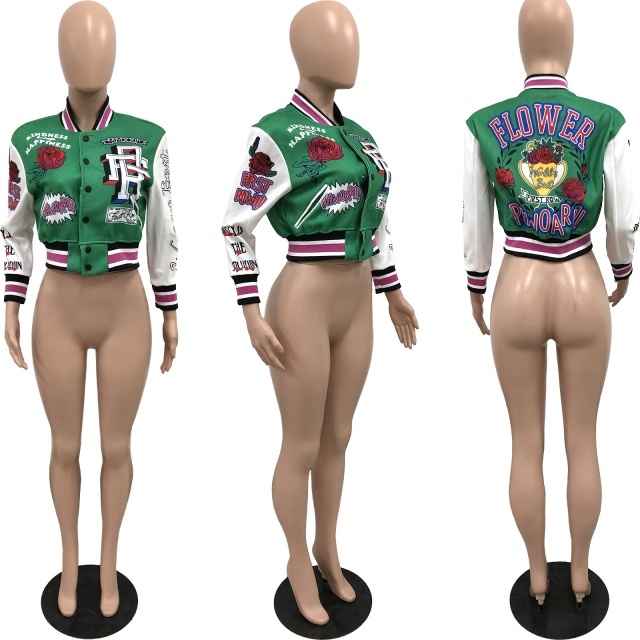 Chic Printed Winter Fashion Buttons Down Baseball Jacket