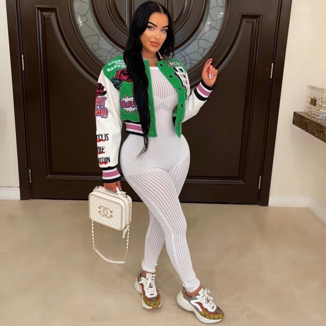 Chic Printed Winter Fashion Buttons Down Baseball Jacket