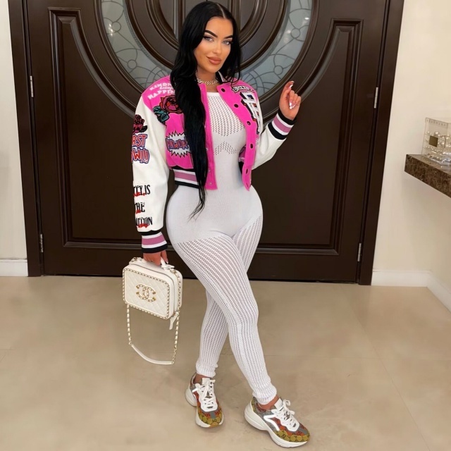 Chic Printed Winter Fashion Buttons Down Baseball Jacket