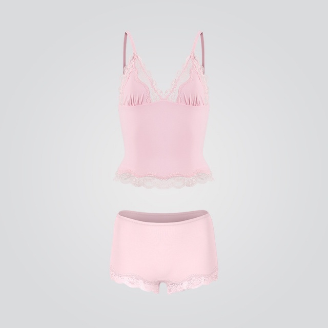 Lace Deep V Cami Top Slim Fit Lingerie Set