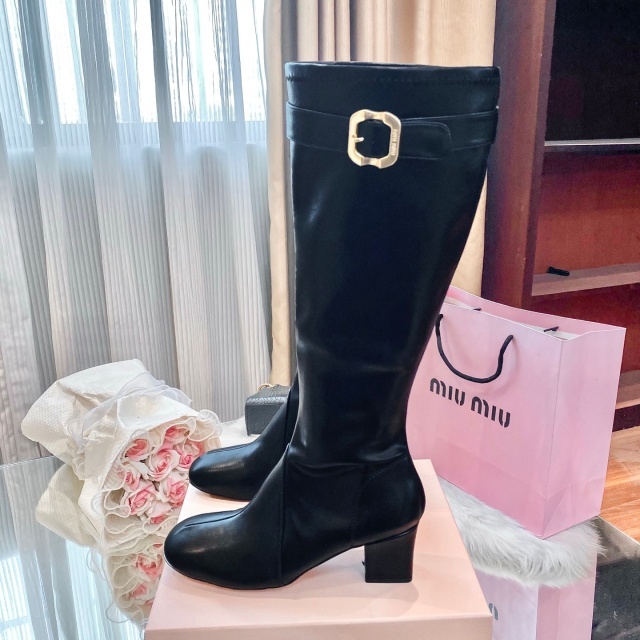 Luxury Fashion Leather Zipper Chunky Long Boots