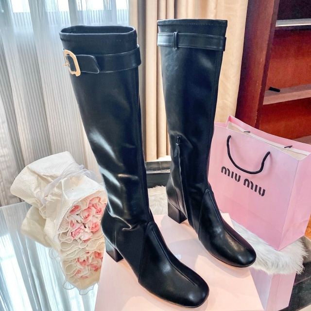 Luxury Fashion Leather Zipper Chunky Long Boots