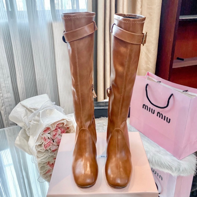 Luxury Fashion Leather Zipper Chunky Long Boots