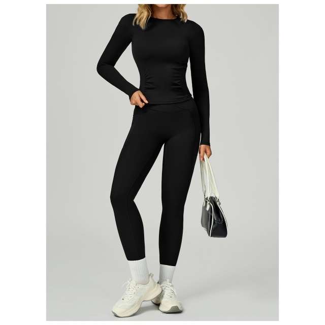Solid Color Slim Fit Activewear Two Pieces Pant Set