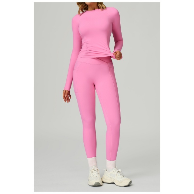 Solid Color Slim Fit Activewear Two Pieces Pant Set
